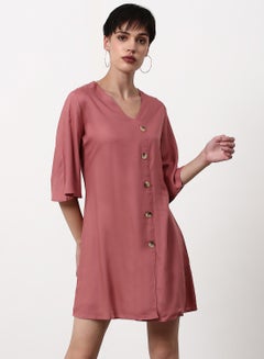 Buy Regular Fit Casual Dress Pink in UAE