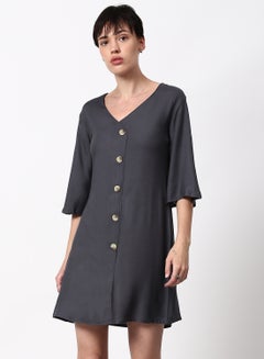Buy Regular Fit Casual Dress Dark Grey in UAE