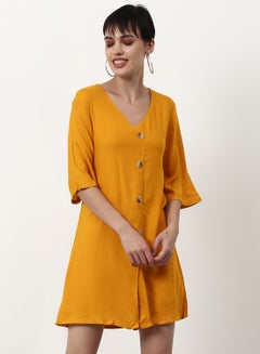 Buy Regular Fit Casual Dress Yellow in Saudi Arabia