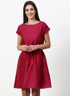 Buy Regular Fit Casual Dress Maroon in UAE