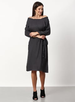 Buy Regular Fit Casual Dress Dark Grey in UAE