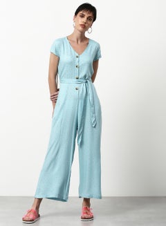 Buy Printed Regular Fit Jumpsuit Blue in UAE