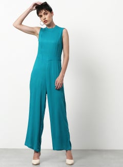 Buy Plain Regular Fit Jumpsuit Blue in UAE