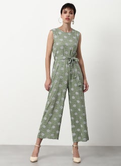 Buy Printed Regular Fit Jumpsuit Olive in UAE