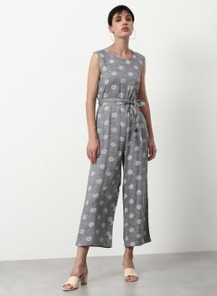 Buy Printed Regular Fit Jumpsuit Grey in UAE