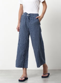 Buy Stripes Printed Casual Lounge Pyjama Pants Blue in UAE