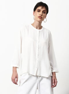 Buy Regular Fit Woven Three-Quarter Sleeve Shirt White in Saudi Arabia