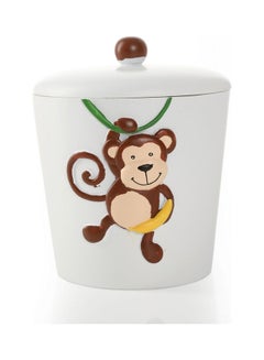 Buy Monkey Kids Cotton Jar White/Brown 11 x 10.9 x 13.4cm in UAE