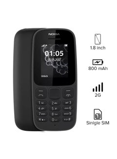 اشتري هاتف 105 إصدار عام (2017) بشاشة مقاس 1.8 بوصة، لون أسود، وذاكرة سعة 4 ميجابايت، ويدعم تقنية 2G في مصر