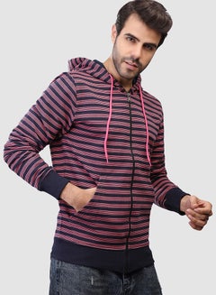 Buy Striped Full-Zip Hoodie Pink in Egypt
