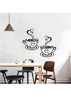 اشتري Pair Of Coffee Cup Pattern Wall Stickers Kitchen Restaurant Decoration Background Wall Stickers Black 31x19cm في مصر