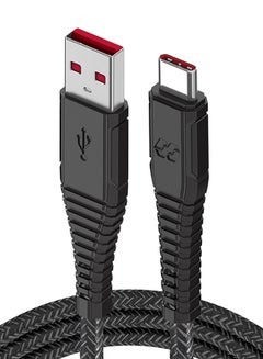 Buy Velox Nylon USB-A To USB-C Fast Charge & Data Sync Braided Cable 2m Black in UAE