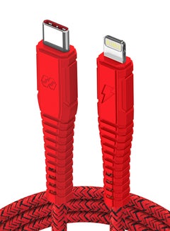 Buy Velox Nylon USB-C to Lightning Fast Charge & Data Sync Braided Cable 1.2m Red in UAE