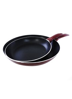 Buy 2-Piece Frying Pan Set Red 28x4.5,22x3.5cm in UAE