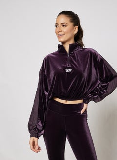 Buy Classics Velour Cropped Sweatshirt Purple in Saudi Arabia