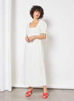Buy Butterfly Print Maxi Dress White in UAE