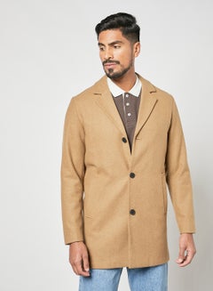 Buy Essential Collared Coat Beige in UAE