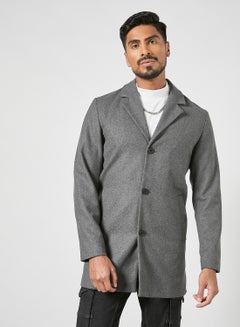 Buy Essential Collared Coat Grey in UAE