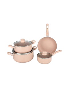 7 Piece Golden Pink Granite Cookware Set