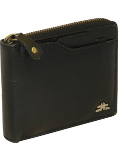 Buy Genuine Leather Designer Wallet With Full Zipper Black in UAE