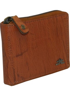 Buy Genuine Leather Designer Wallet With Full Zipper Rust in UAE