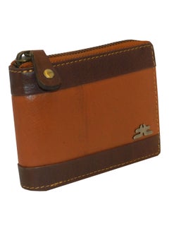 Buy Genuine Leather Designer Wallet With Full Zipper Rust in UAE