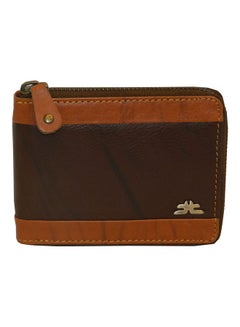 Buy Genuine Leather Designer Wallet With Full Zipper Dark Brown in UAE