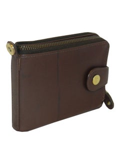 Buy Genuine Leather Designer Wallet With Full Zipper Dark Brown in UAE