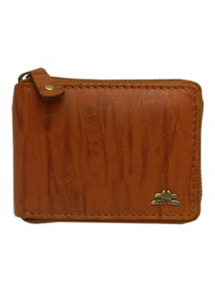 Buy Genuine Leather Designer Wallet With Full Zipper Rust in UAE