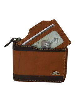 Buy Genuine Leather Designer Wallet With Full Zipper Rust in UAE