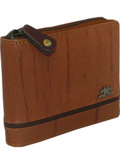 Buy Genuine Leather Designer Wallet With Full Zipper Rust in UAE