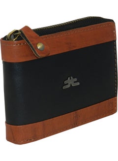 Buy Genuine Leather Designer Wallet With Full Zipper Black in UAE