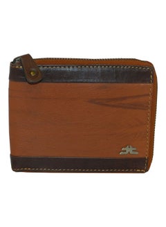 Buy Genuine Leather Designer Wallet With Full Zipper Rust in UAE