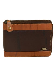 Buy Genuine Leather Designer Wallet With Full Zipper Dark Brown in UAE