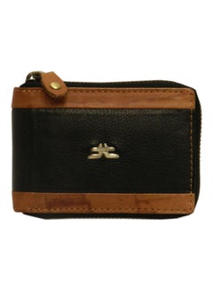 Buy Genuine Leather Designer Wallet With Full Zipper Black in UAE