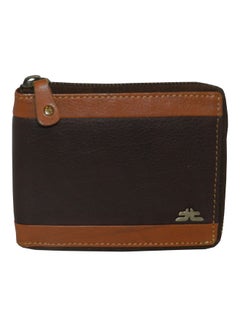 Buy Genuine Leather Designer Wallet With Full Zipper Dark Brown in UAE