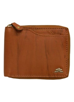 Buy Genuine Leather Designer Wallet With Full Zipper Rust in UAE