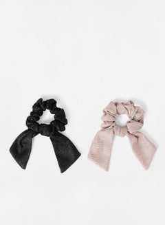 Buy Ville Scrunchies (Pack of 2) Beige/Black in UAE