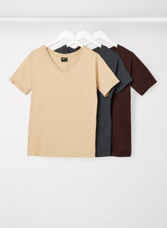 Buy V- Neck T-Shirt (Pack of 3) Multicolour in UAE