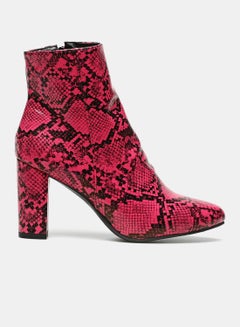Buy Full Zip Ankle Boots Pink in UAE