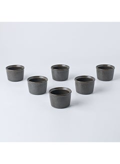 Buy 6-Piece Ceramic Cake Bowl With Kiln Glaze Technology Brown 8.5x8.5x5.7cm in UAE