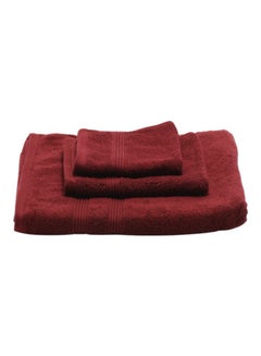 اشتري Bath, Hand And Face Towel Set Maroon 70x140, 40x70, 33x33cm في الامارات