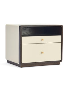 Buy Bedside Table Luxurious - Wood Nightstand Comdina - Bedroom Furniture Brown/Off White 600 x 500 x 600mm in UAE