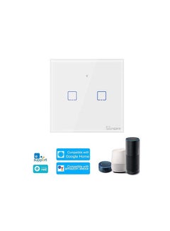 Buy T1UK2C-TX 2-Gang Way Smart WiFi Wall Light Switch Compatible with Google Home Nest & Alexa White in Saudi Arabia
