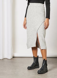 Buy Wrap Skirt Light Grey in UAE