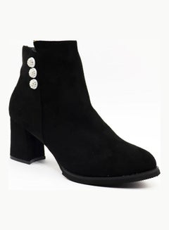 Buy Mid Heeled Ankle Boots Black in UAE