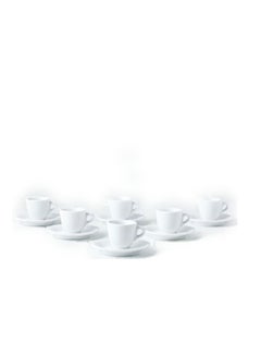 Buy 12-Piece Ceramic Cup And Saucer White 12.4x2cm in UAE