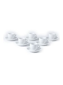 Buy 12-Piece Ceramic Cup And Saucer White 11.3x1.9cm in UAE