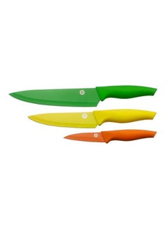 Buy 3 Piece Knife Set Green/Yellow/Orange 8cm in Saudi Arabia