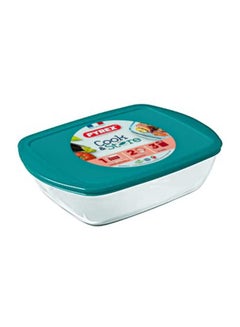 Buy Coock And Store Rectangular Dish With Lid 1.2L Blue/Clear 23 x 15 x 7cm in Egypt